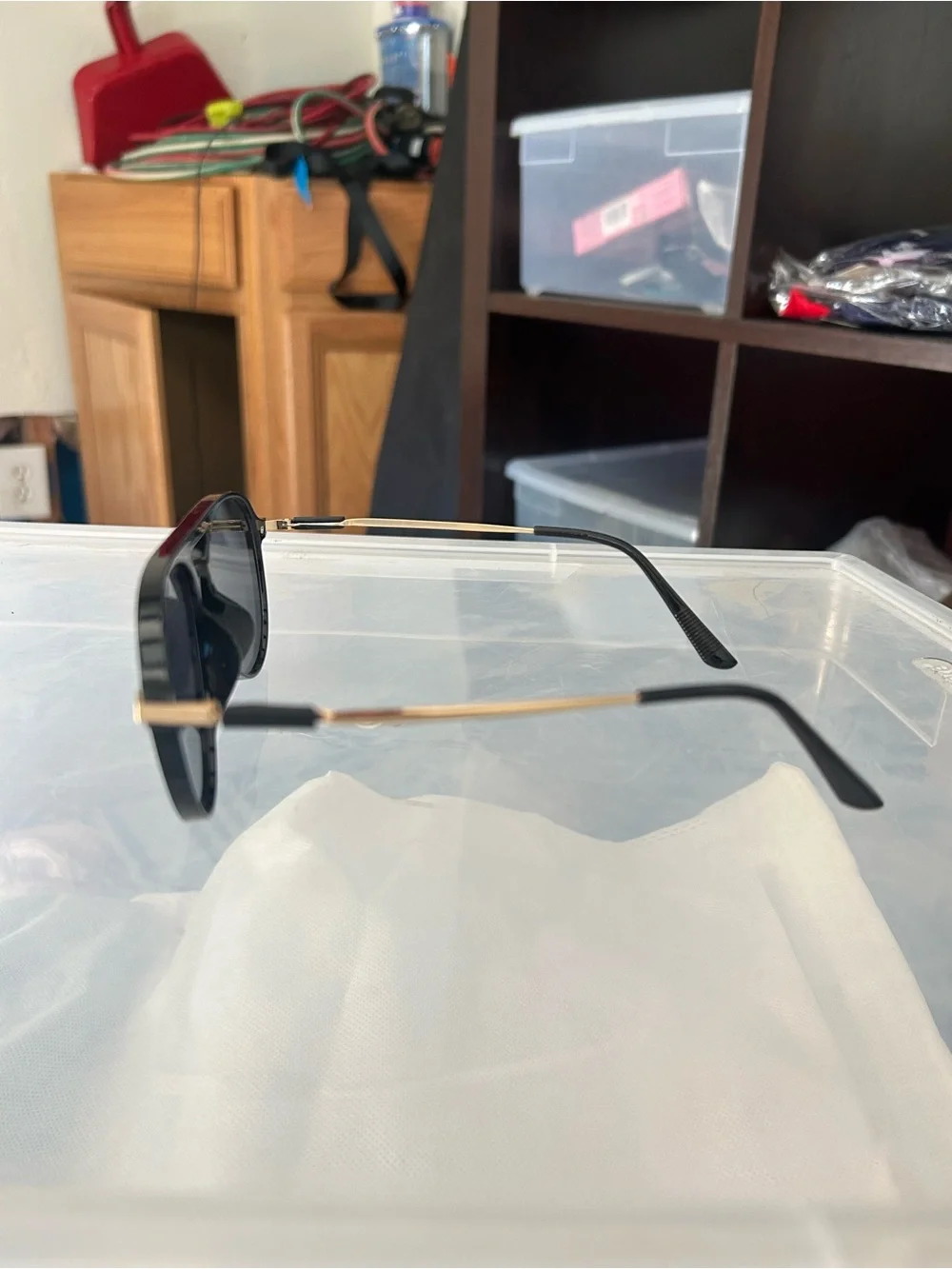 Black and Gold Women's Aviator Sunglasses
